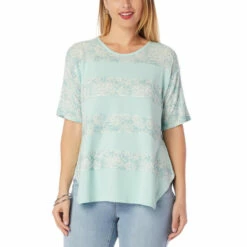 Outlet 💯 "As Is" DG2 By Diane Gilman Printed Panel Everyday Jersey Hi-Low Tunic Tee 💯