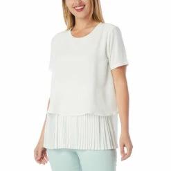 Cheapest 🎉 "As Is" DG2 By Diane Gilman Pleated Short-Sleeve Easy Top 🎉