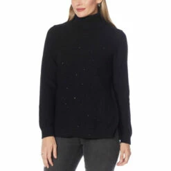 Budget 🧨 "As Is" DG2 By Diane Gilman Sequin Front Turtleneck Sweater ⭐