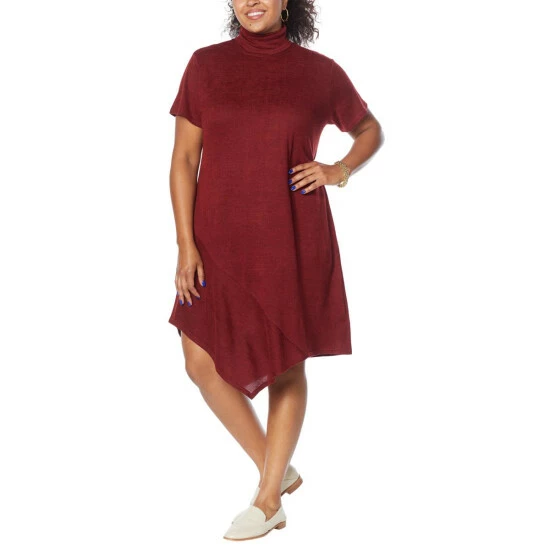 Wholesale ⌛ "As Is" DG2 By Diane Gilman Asymmetric Turtleneck Sweater 👗 Dress ⭐ - Image 2