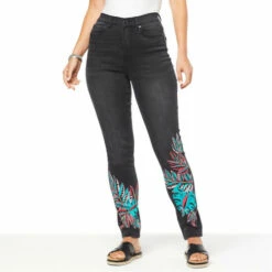 Hot Sale 🔔 DG2 By Diane Gilman New Classic Stretch Placed Print Skinny Jean Cherry 🌟