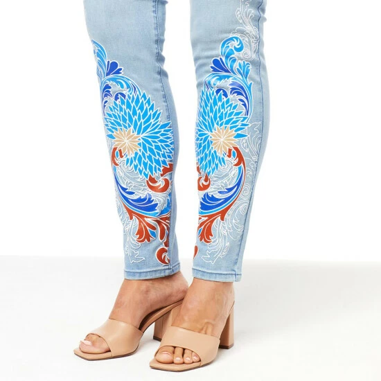 Hot Sale 🔔 DG2 By Diane Gilman New Classic Stretch Placed Print Skinny Jean Cherry 🌟 - Image 2