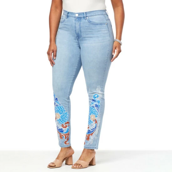 Hot Sale 🔔 DG2 By Diane Gilman New Classic Stretch Placed Print Skinny Jean Cherry 🌟 - Image 4