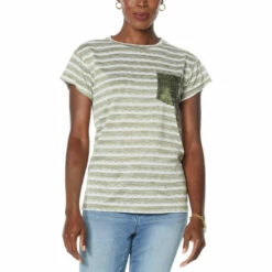 Coupon 😀 "As Is" DG2 By Diane Gilman Sequin Pocket Striped Tee 💯