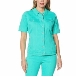 New ⌛ "As Is" DG2 By Diane Gilman Calvary Twill Short-Sleeve Jacket 🌟