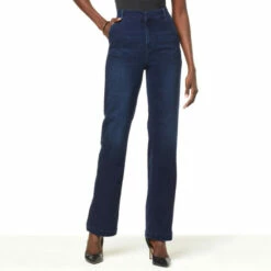 Best Pirce 👏 DG2 By Diane Gilman Virtual Stretch Denim Wide-Leg Trouser Jean Midtone 😉
