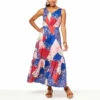 Best reviews of 🛒 DG2 By Diane Gilman Patchwork Print Tiered Maxi 👗 Dress Cherry Patchwork 🤩