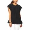 New 🛒 DG2 By Diane Gilman Crinkle Pleated Dolman-Sleeve Peplum Top Dusty Olive ⌛