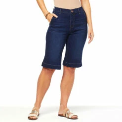 Buy 🔥 DG2 By Diane Gilman New Classic Stretch Denim Wide-Leg Short Ivory 🔥