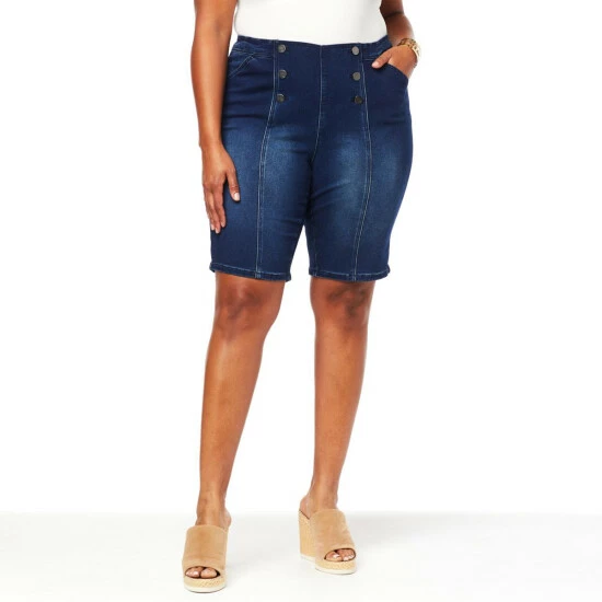 Coupon ๐ DG2 By Diane Gilman Virtual Stretch Denim Pull-On Sailor Short Chambray ๐งจ - Image 4