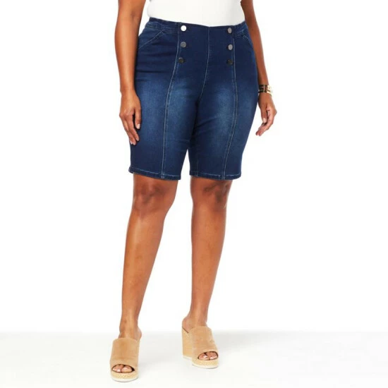 Coupon ๐ DG2 By Diane Gilman Virtual Stretch Denim Pull-On Sailor Short Chambray ๐งจ - Image 7