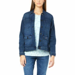 Wholesale ❤️ DG2 By Diane Gilman New Classic Stretch Fringe Back Denim Jacket Indigo 🎉