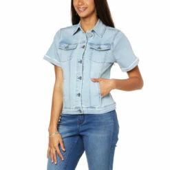 Buy โค๏ธ DG2 By Diane Gilman Virtual Stretch Short-Sleeve Jean Jacket Chambray ๐
