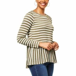 Budget ⌛ DG2 By Diane Gilman Bateau Neck Peplum Top Pink/ivory 🎉