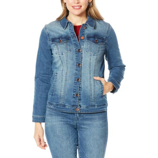 Brand new 👏 DG2 By Diane Gilman Classic Stretch Signature Denim Jacket Indigo 🌟 - Image 11