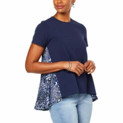 Buy 🎁 DG2 By Diane Gilman Swing-Hem Print Back Tee White Happy Floral 🎉